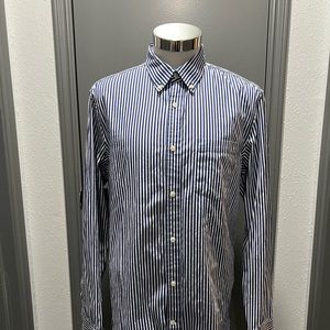 Banana Republic Mens Blue Stripe Long Sleeve Button Up Dress Shirt Sz 16-16.5